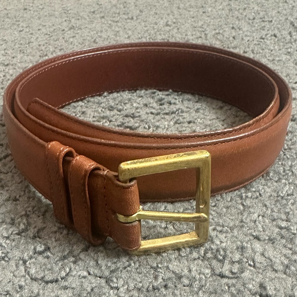 Coach Belt British Tan 7600 Glove Tanned Cowhide Solid Brass Size 34